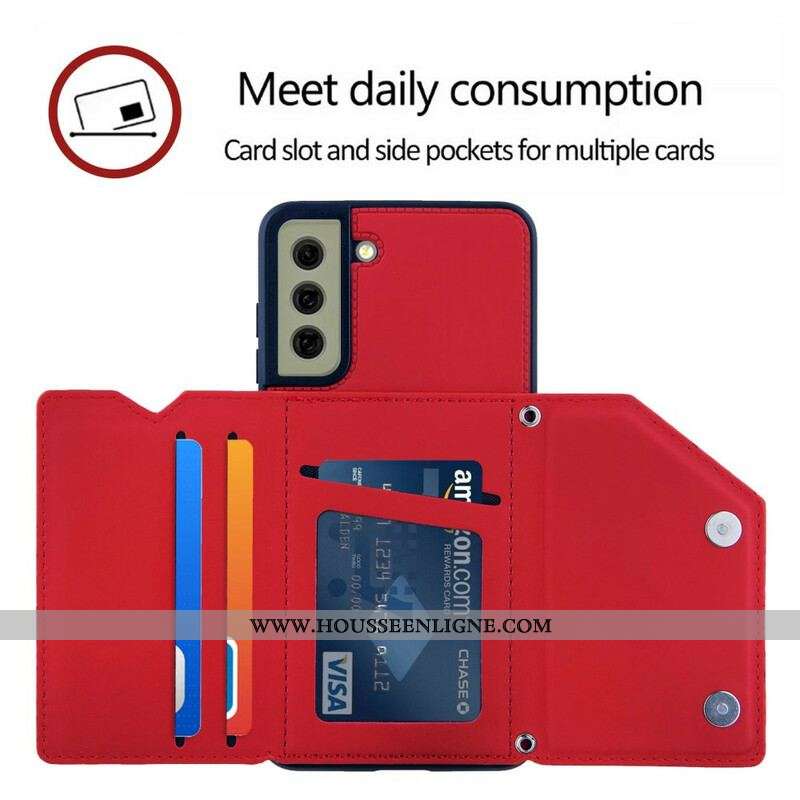Coque Samsung Galaxy S21 FE Multi-Cartes Support Mains libres et Lanière