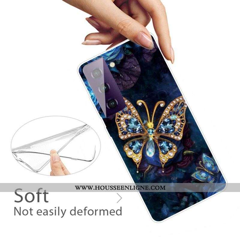 Coque Samsung Galaxy S21 FE Papillons Variés