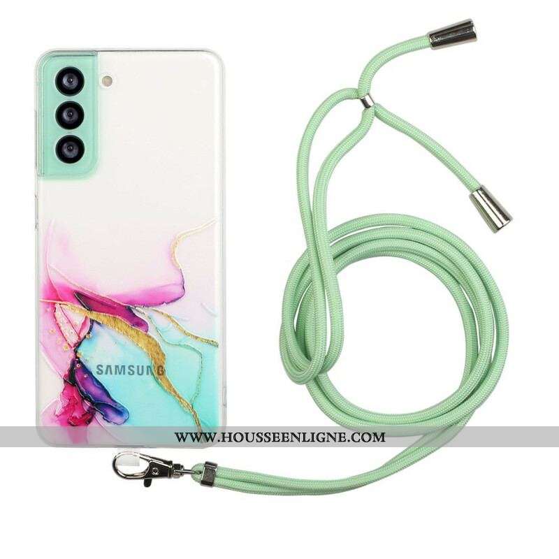 Coque Samsung Galaxy S21 FE à Cordon Marbre