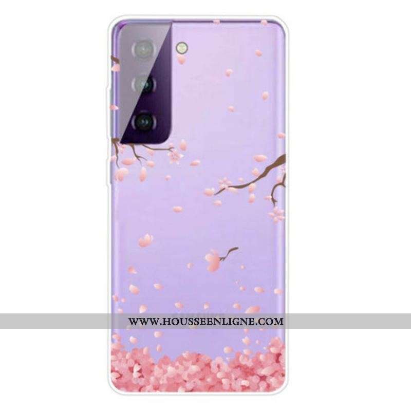 Coque Samsung Galaxy S21 Plus 5G Branches à Fleurs