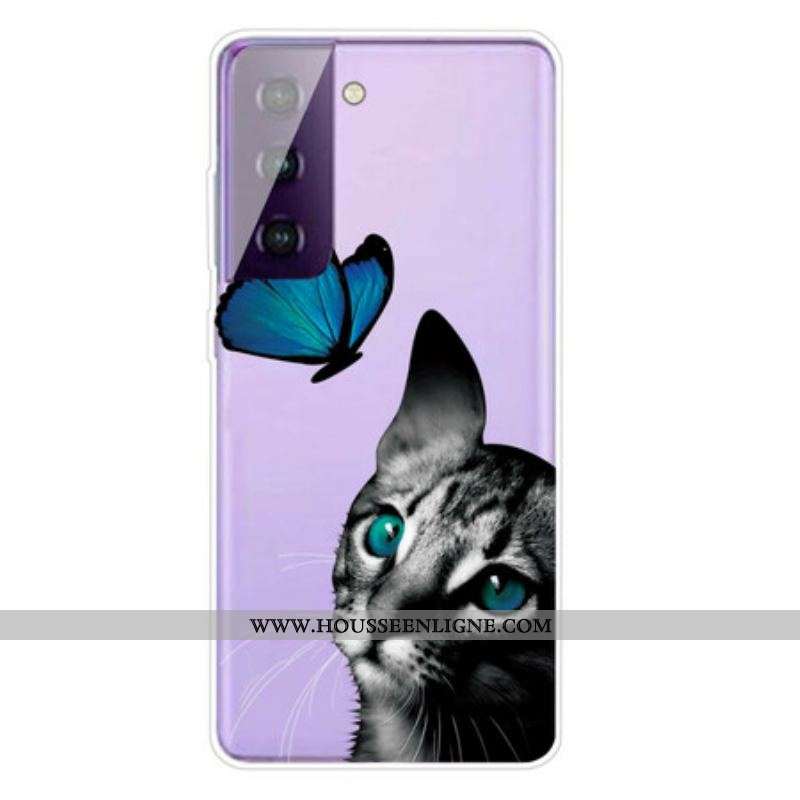 Coque Samsung Galaxy S21 Plus 5G Chat et Papillon