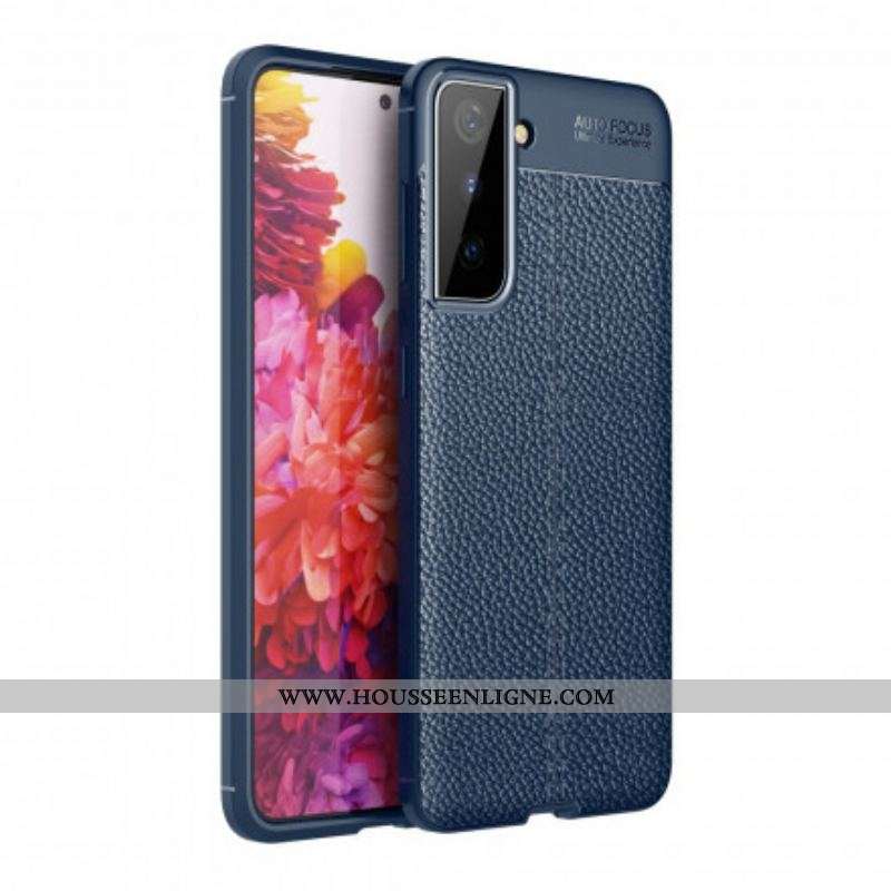 Coque Samsung Galaxy S21 Plus 5G Effet Cuir Litchi Double Line