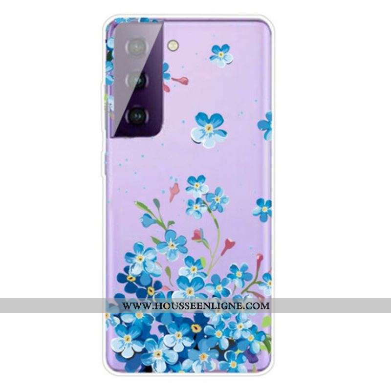 Coque Samsung Galaxy S21 Plus 5G Fleurs Bleues
