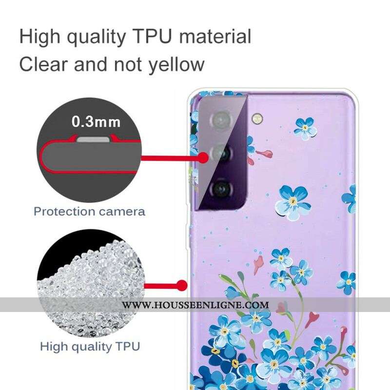 Coque Samsung Galaxy S21 Plus 5G Fleurs Bleues