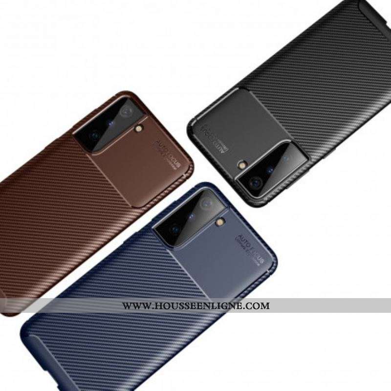 Coque Samsung Galaxy S21 Plus 5G Flexible Texture Fibre Carbone