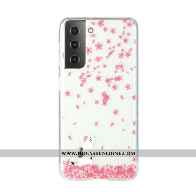 Coque Samsung Galaxy S21 Plus 5G Pétales et Chat