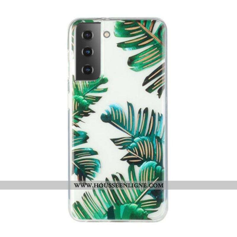 Coque Samsung Galaxy S21 Plus 5G Transparente Feuilles Vertes