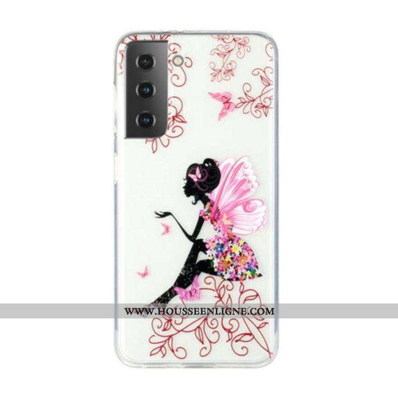 Coque Samsung Galaxy S21 Plus 5G Transparente Fée Fleurie