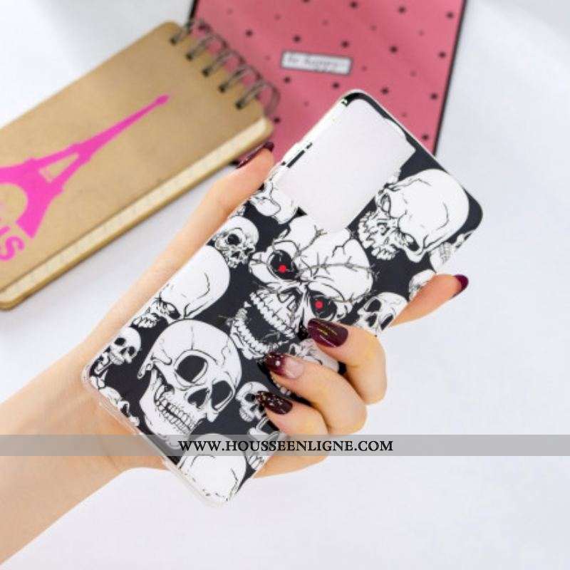 Coque Samsung Galaxy S21 Ultra 5G Attention Têtes de Mort Fluorescente
