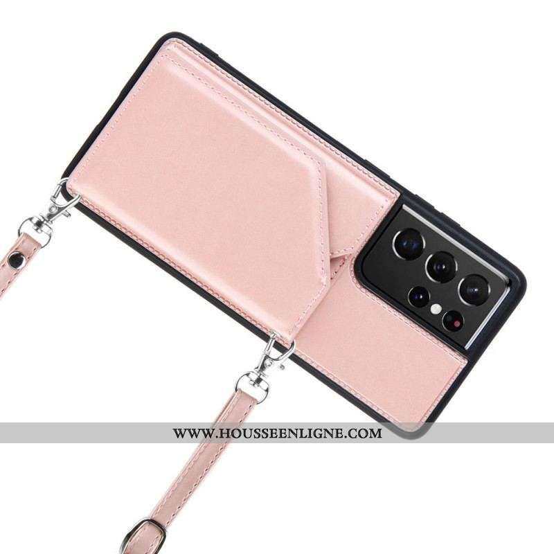Coque Samsung Galaxy S21 Ultra 5G Bandoulière Porte-cartes