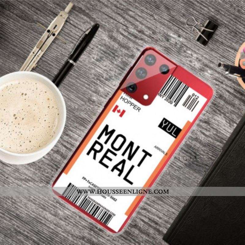 Coque Samsung Galaxy S21 Ultra 5G Boarding Pass to Montreal