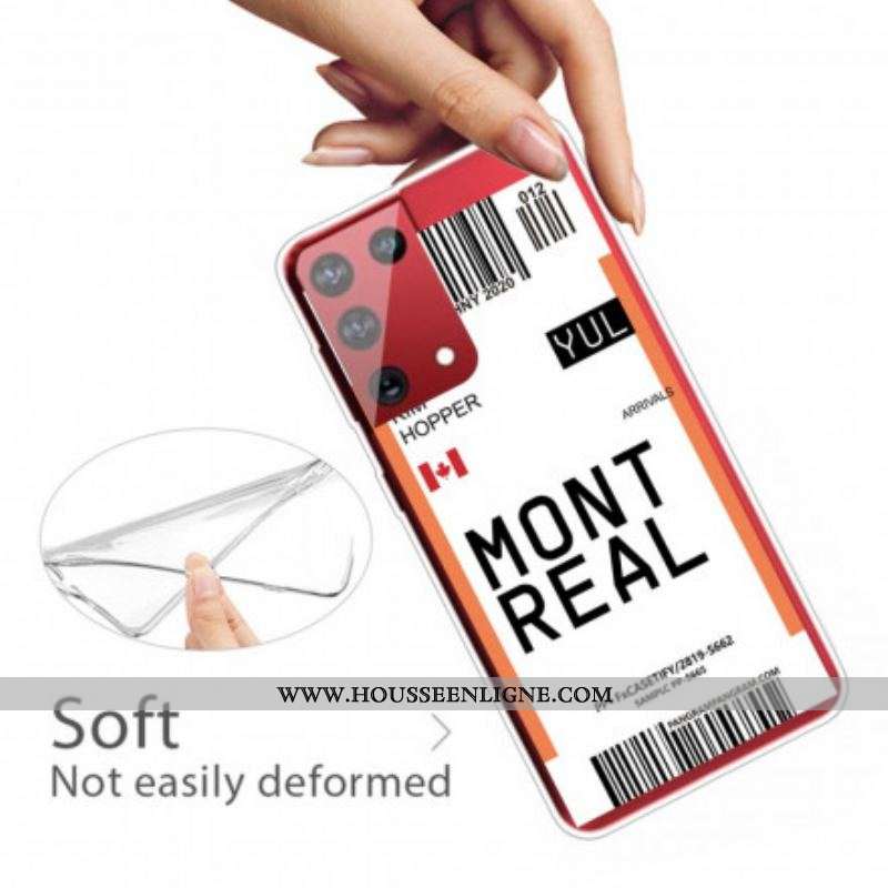 Coque Samsung Galaxy S21 Ultra 5G Boarding Pass to Montreal