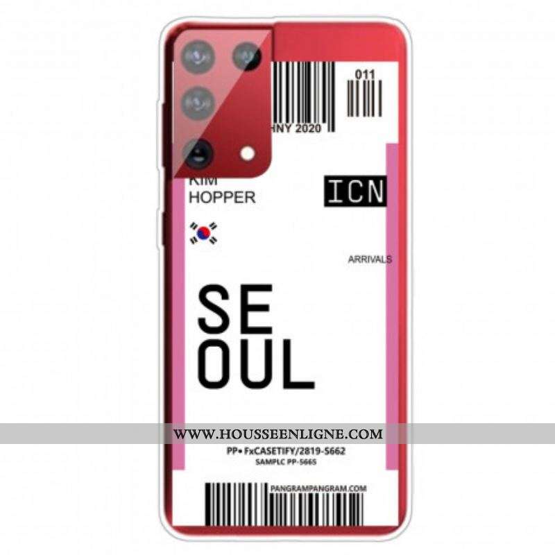 Coque Samsung Galaxy S21 Ultra 5G Boarding Pass to Seoul
