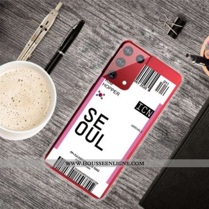 Coque Samsung Galaxy S21 Ultra 5G Boarding Pass to Seoul