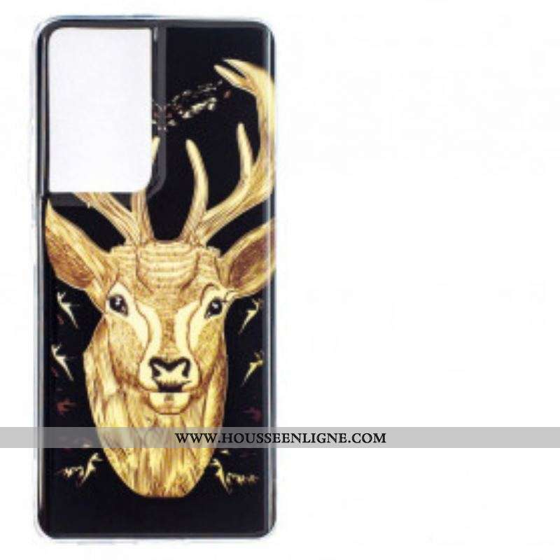 Coque Samsung Galaxy S21 Ultra 5G Cerf Majestueux Fluorescente
