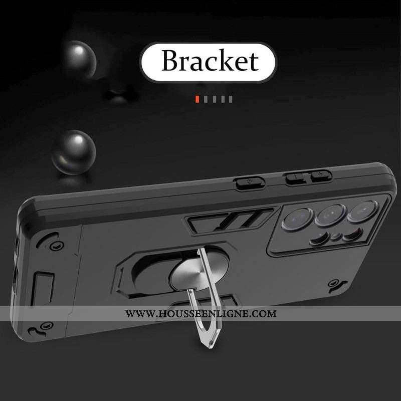 Coque Samsung Galaxy S21 Ultra 5G Détachable Anneau-Support