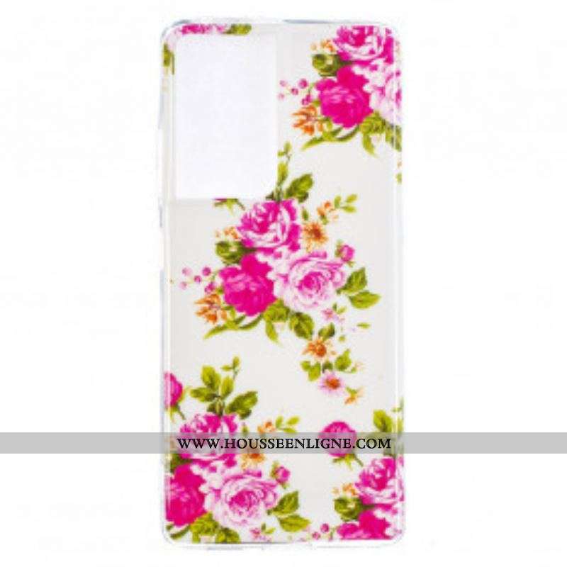 Coque Samsung Galaxy S21 Ultra 5G Fleurs Liberty Fluorescente