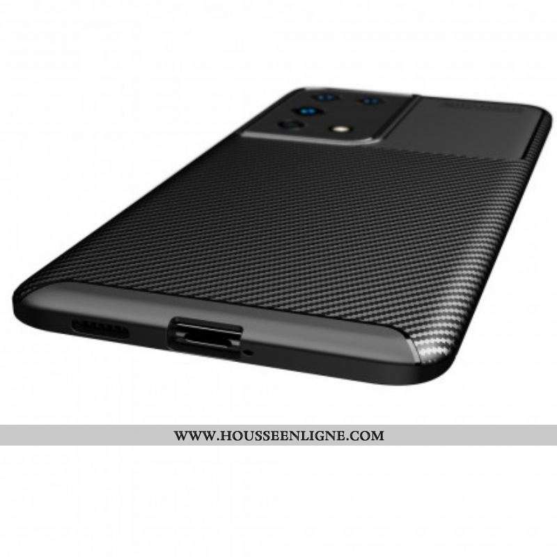 Coque Samsung Galaxy S21 Ultra 5G Flexible Texture Fibre Carbone