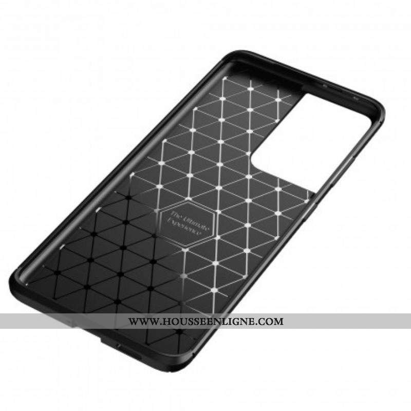 Coque Samsung Galaxy S21 Ultra 5G Flexible Texture Fibre Carbone