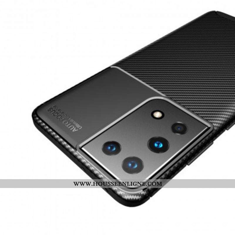 Coque Samsung Galaxy S21 Ultra 5G Flexible Texture Fibre Carbone