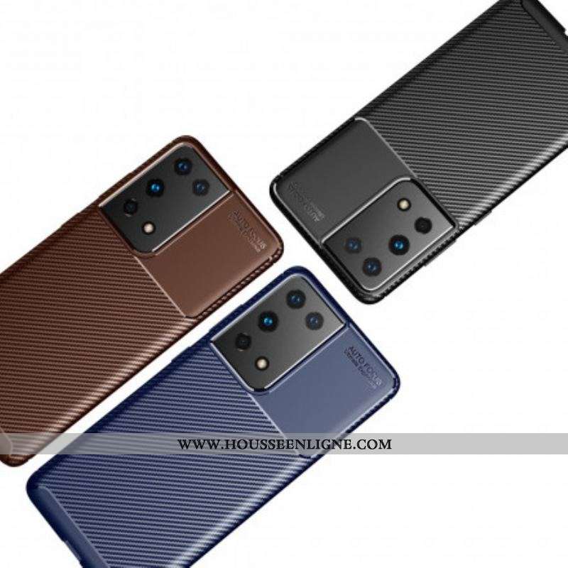 Coque Samsung Galaxy S21 Ultra 5G Flexible Texture Fibre Carbone