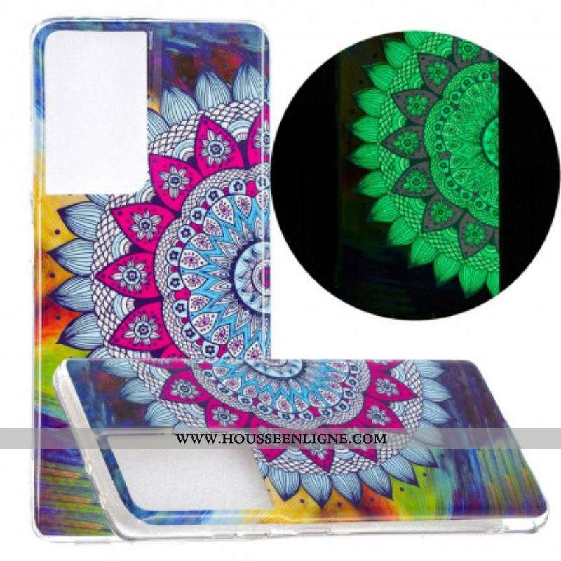 Coque Samsung Galaxy S21 Ultra 5G Mandala Coloré Fluorescente