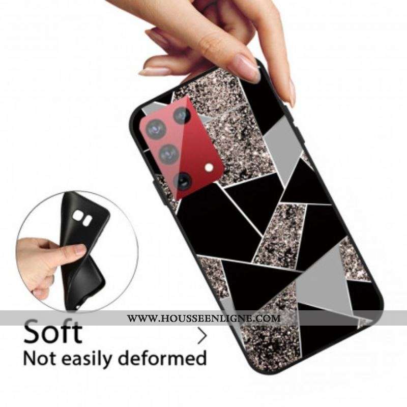 Coque Samsung Galaxy S21 Ultra 5G Marbre Géométrie Colorée