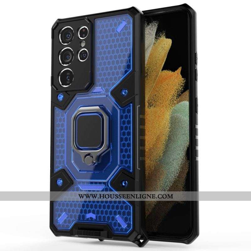 Coque Samsung Galaxy S21 Ultra 5G Nid d'Abeille avec Anneau