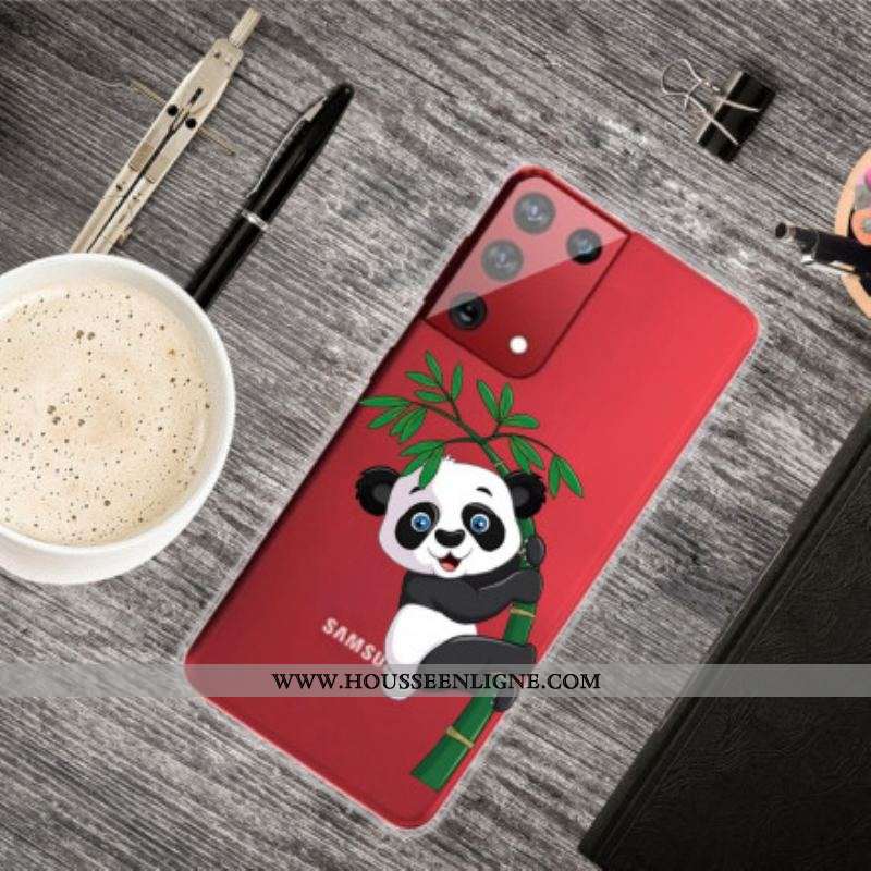 Coque Samsung Galaxy S21 Ultra 5G Panda Sur Le Bambou