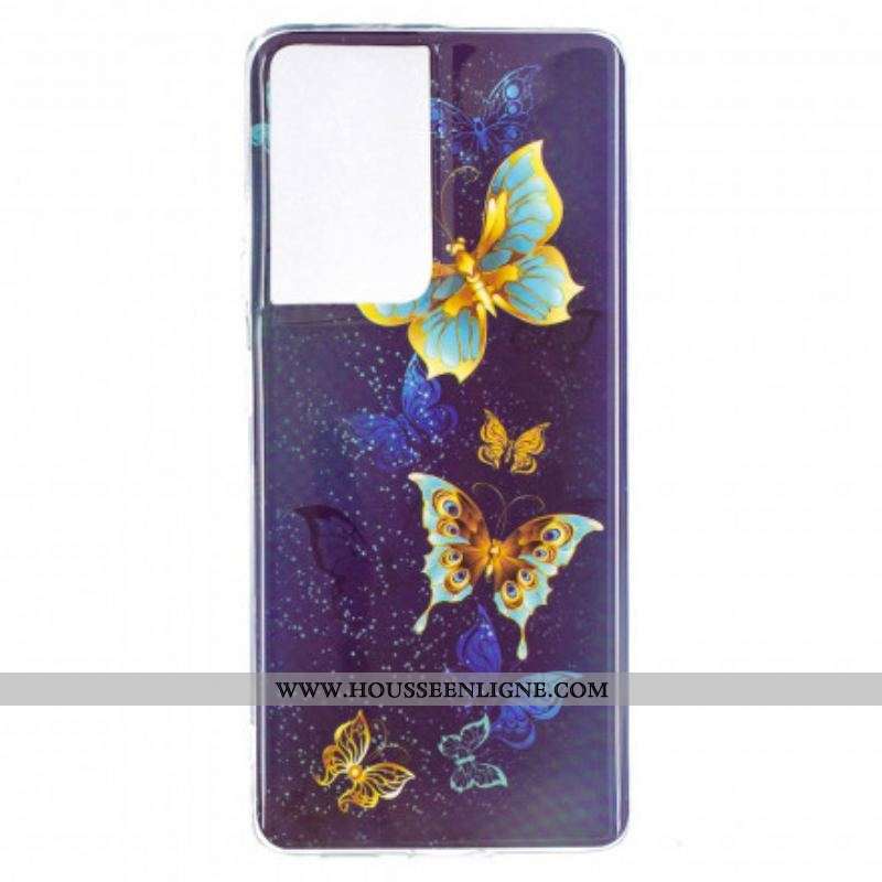 Coque Samsung Galaxy S21 Ultra 5G Série Papillons Fluorescente