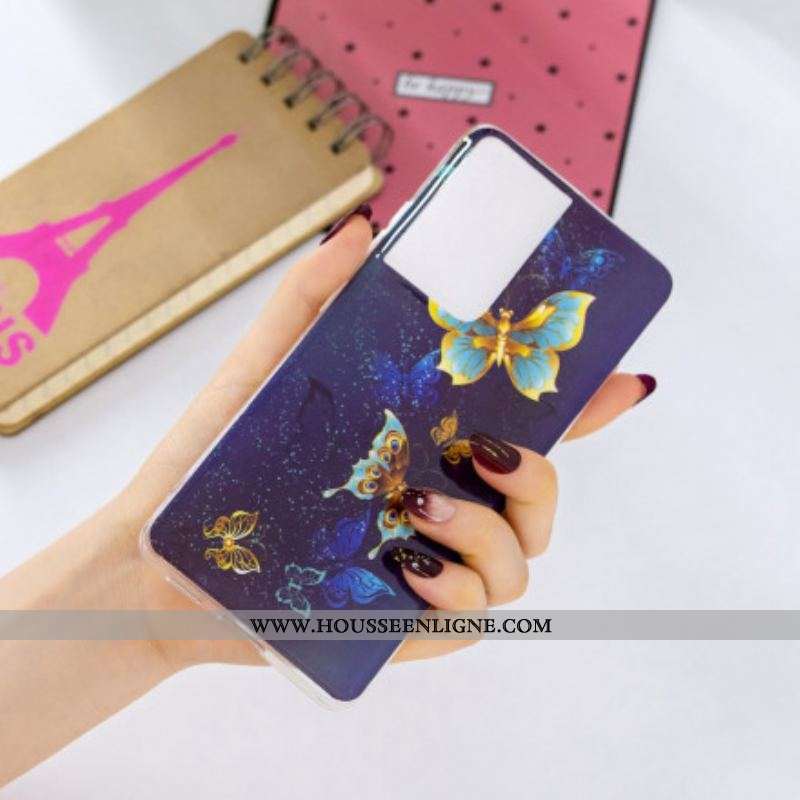Coque Samsung Galaxy S21 Ultra 5G Série Papillons Fluorescente