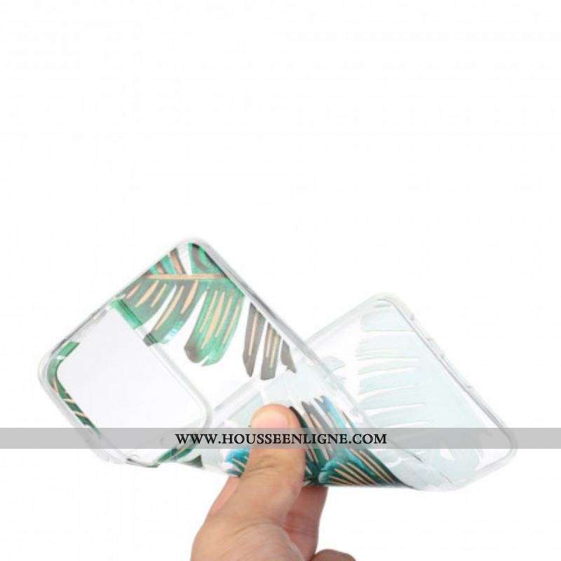 Coque Samsung Galaxy S21 Ultra 5G Transparente Feuilles Vertes