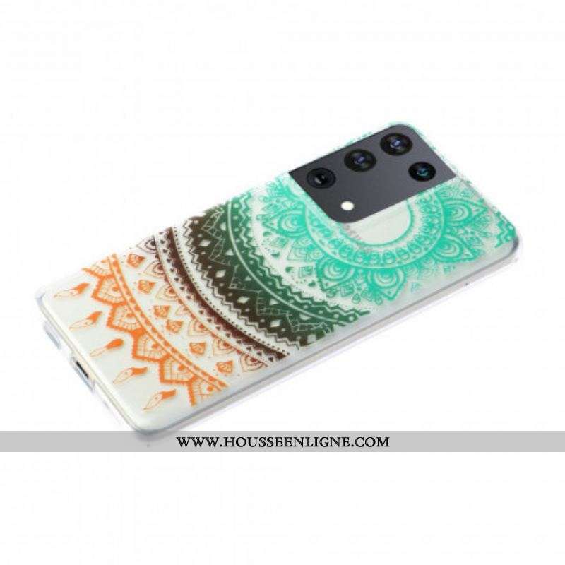 Coque Samsung Galaxy S21 Ultra 5G Transparente Fleur Mandala