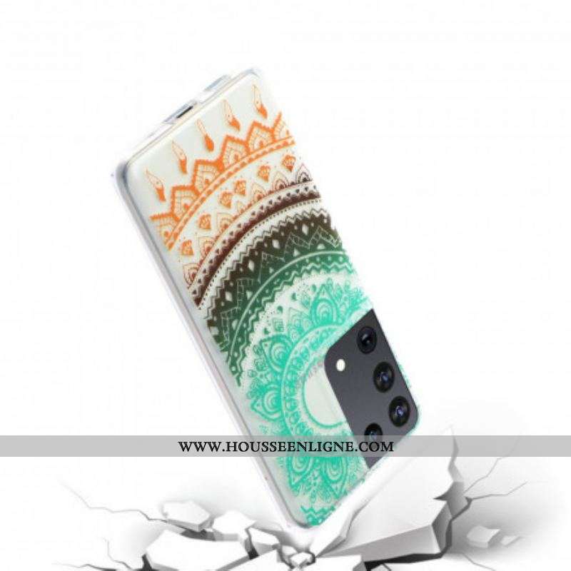 Coque Samsung Galaxy S21 Ultra 5G Transparente Fleur Mandala