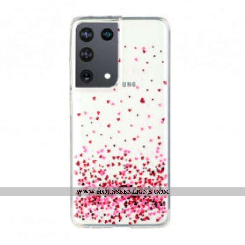 Coque Samsung Galaxy S21 Ultra 5G Transparente Multiples Coeurs