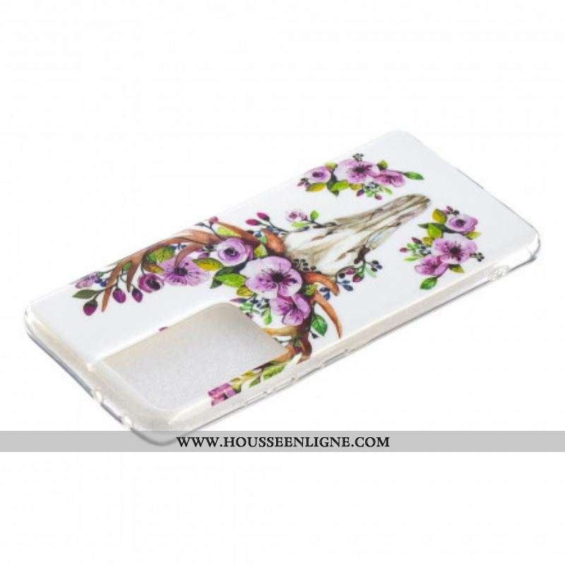 Coque Samsung Galaxy S21 Ultra 5G Wapiti Fleuri Fluorescente