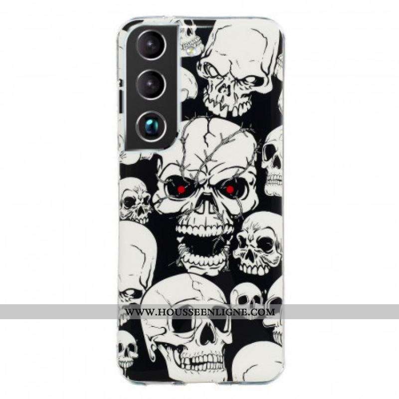 Coque Samsung Galaxy S22 5G Attention Têtes de Mort Fluorescente