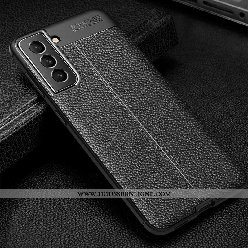 Coque Samsung Galaxy S22 5G Effet Cuir Litchi Double Line