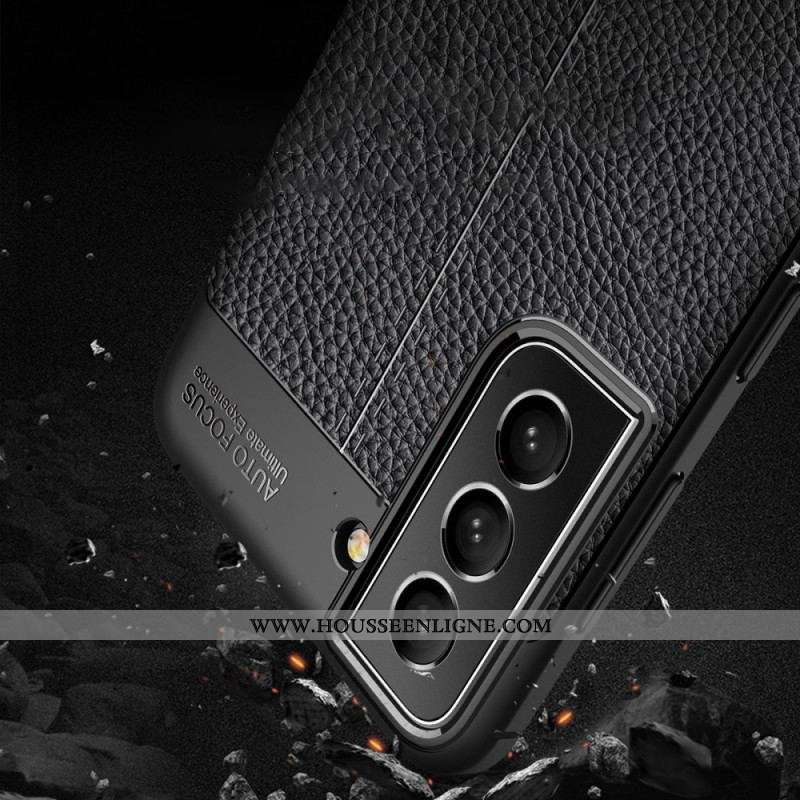 Coque Samsung Galaxy S22 5G Effet Cuir Litchi Double Line