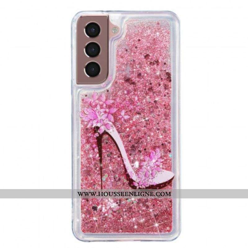 Coque Samsung Galaxy S22 5G Escarpin Paillettes