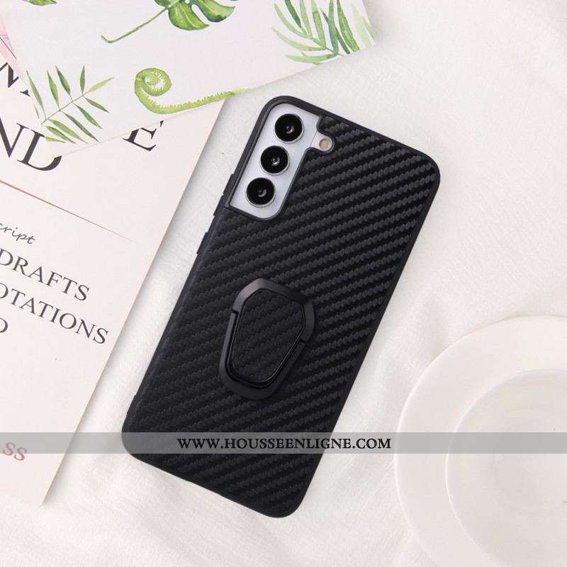 Coque Samsung Galaxy S22 5G Fibre Carbone Anneau-Support