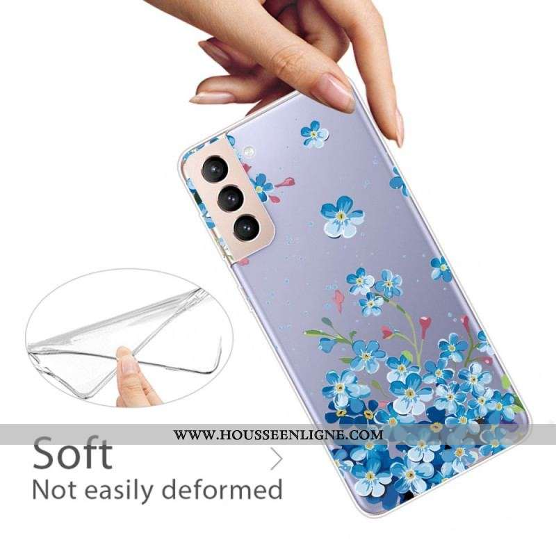 Coque Samsung Galaxy S22 5G Fleurs Bleues