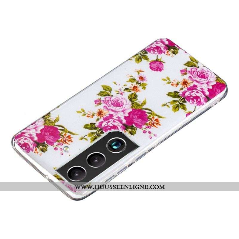 Coque Samsung Galaxy S22 5G Fleurs Liberty Fluorescente