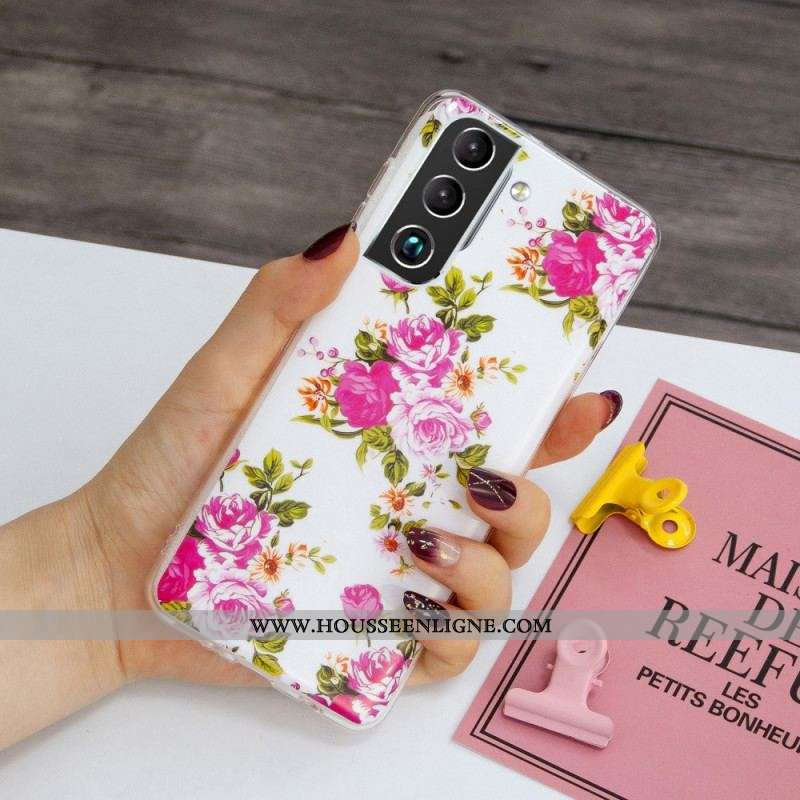 Coque Samsung Galaxy S22 5G Fleurs Liberty Fluorescente