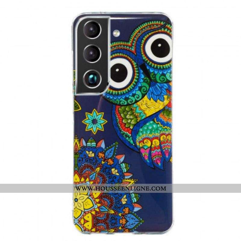 Coque Samsung Galaxy S22 5G Hibou Mandala Fluorescente