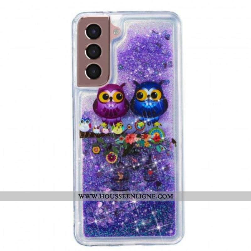 Coque Samsung Galaxy S22 5G Hiboux Paillettes