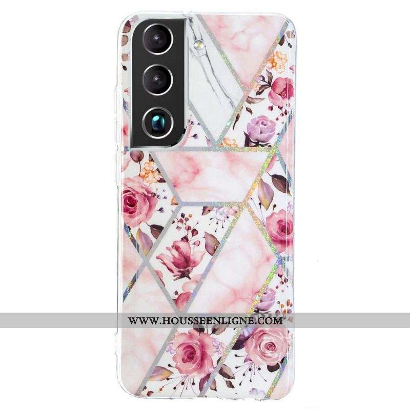 Coque Samsung Galaxy S22 5G Marbrée Fleurs