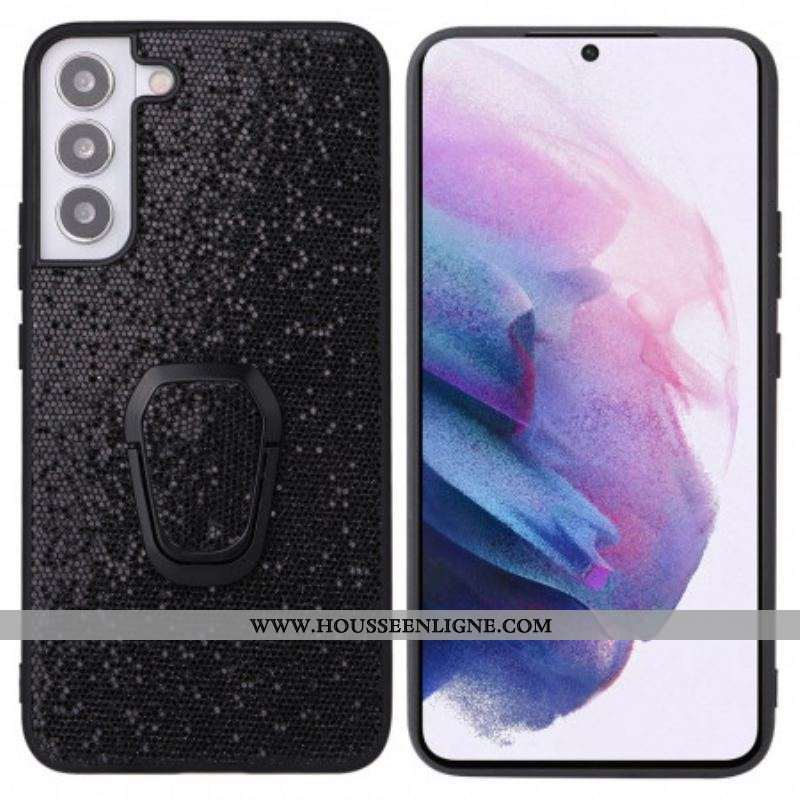 Coque Samsung Galaxy S22 5G Paillettes Anneau-Support