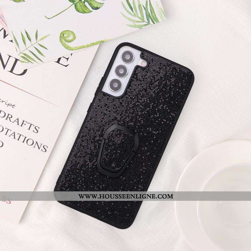 Coque Samsung Galaxy S22 5G Paillettes Anneau-Support