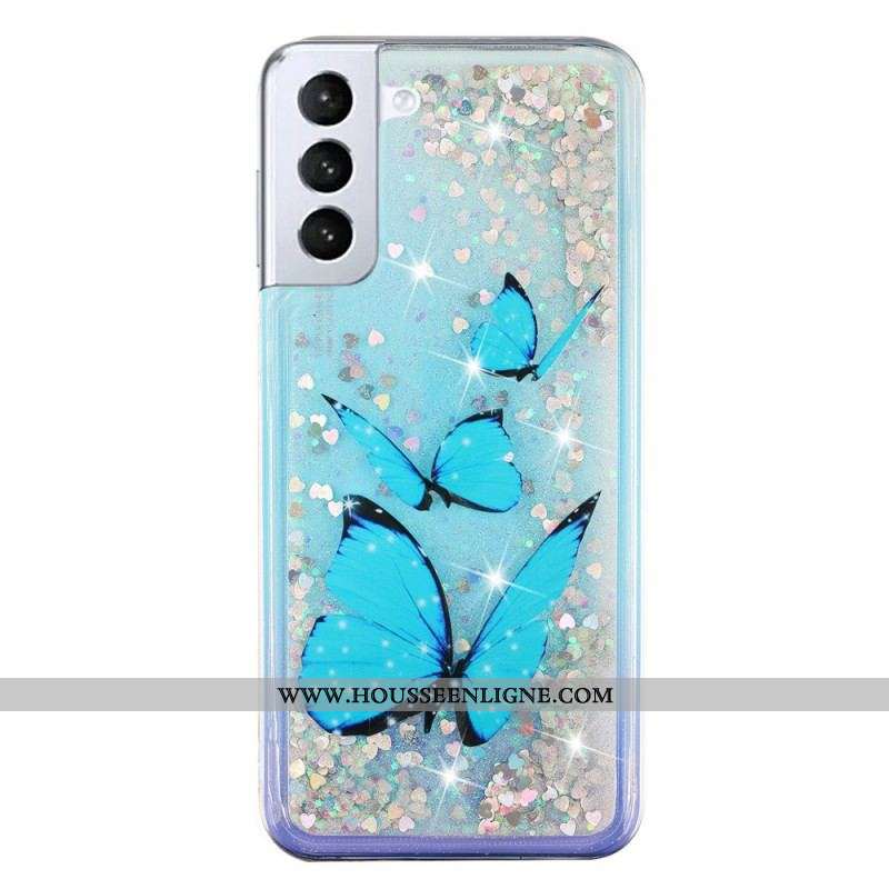 Coque Samsung Galaxy S22 5G Paillettes Papillons